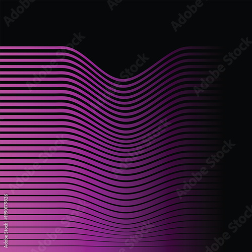 Purple Wavy Lines forming Abstract Pattern on Black Background
