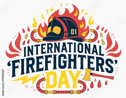 International Firefighters’ Day Vector Illustration, Hero Firefighter Tribute Design