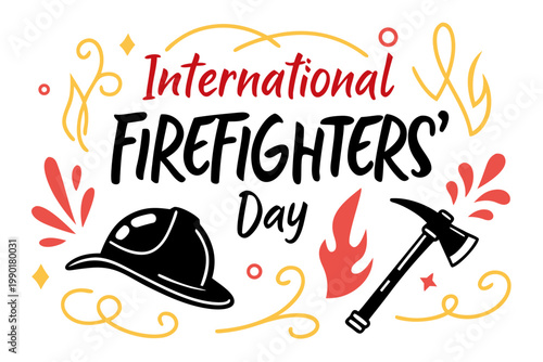 International Firefighters’ Day Cartoon Vector Art, Fire Rescue Service Celebration Isolated on White
