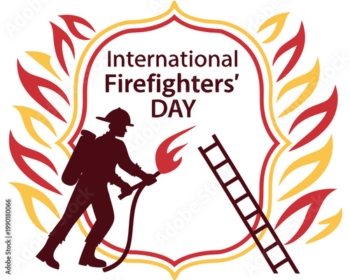 INTERNATIONAL FIREFIGHTERS' DAY vector illustration isolated on white background