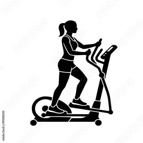 Black silhouette of a woman Elliptical machine