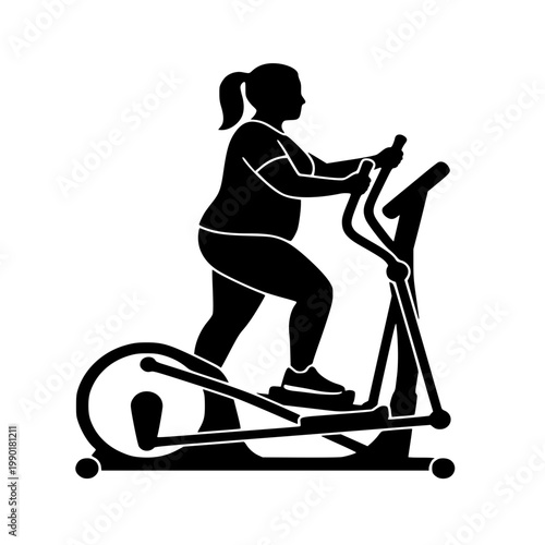 silhouette of a fat woman Elliptical machine fitness