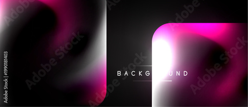 Abstract gradients, pink hues dominate. Dark background contrasts bright shapes. Modern design elements suggest digital art.