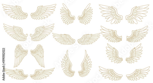 Golden Angel Wings Collection - Ornate Feathered Designs