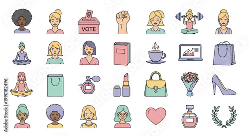 Diverse Women Icons: Empowerment, Lifestyle, and Femininity Collection