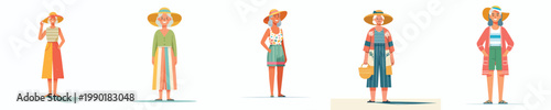vector of a grandpa standing with summer clothes