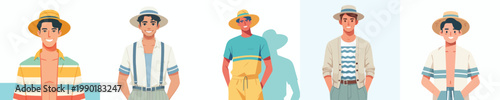 half body vector of a man standing with summer clothes