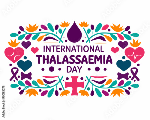 International Thalassaemia Day Awareness Vector Art, Medical Health Support Isolated on White