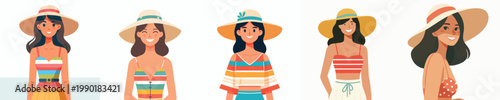half body vector of a woman standing with summer clothes