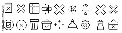 Delete outline icon set. Containing delete button, trash, undo, throw, remove, and more. Delete icon set. Outline Icon Collection. Vector illustration. Editable stroke. Vector illustration.