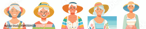 half body vector of a grandma standing with summer clothes
