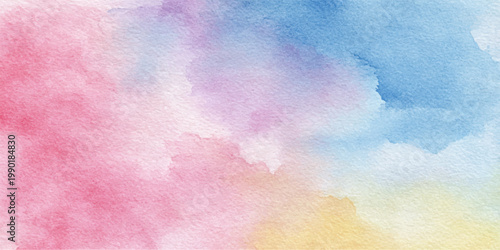 Abstract colorful watercolor painting with a vintage grunge texture on old paper canvas creates a pastel light design for an artistic retro wallpaper backdrop