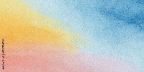 An abstract colorful watercolor background featuring a vintage grunge texture on aged paper with a blue paint design on a light pastel canvas backdrop