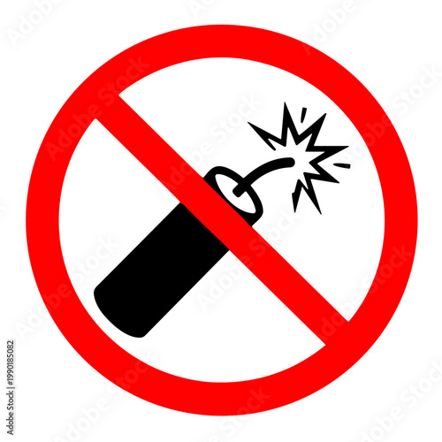 icon prohibits the use of explosives vector illustration