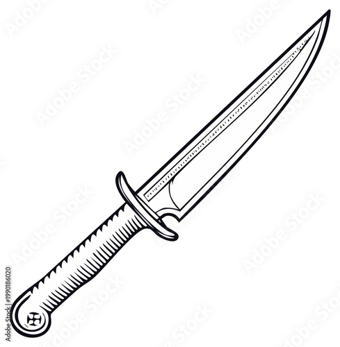 Elegant Engraved Dagger with Sharp Point Blade Decorative Hilt Detailed Illustration