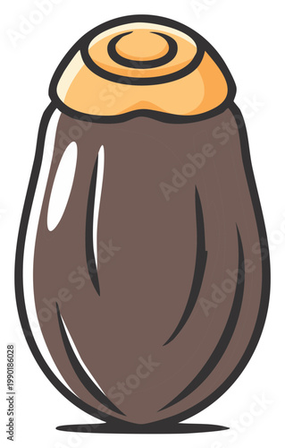 Decorative brown container or jar with golden lid, vintage pottery style.