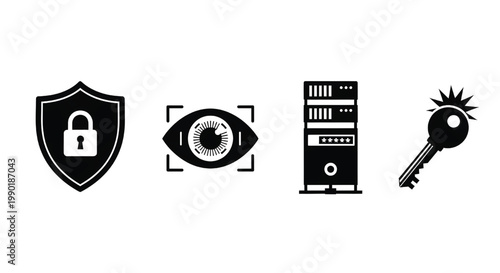 A set of security icons on a white background