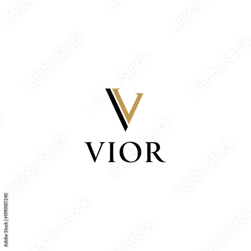 Quadro su tela Elegant Vior Logo Design with Intersecting Gold and Black V.