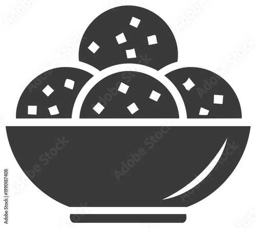 Bowl of Falafel Balls with Sprinkle Topping Simple Icon