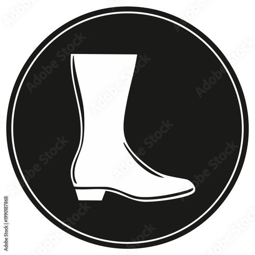 Protective footwear required symbol with a work boot icon in a black circle