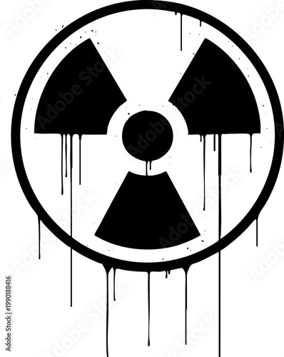 Radiation Symbol with Dripping Paint Grunge Effect