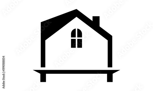 black icon home building vector