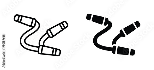 Push up bars icon set, fitness equipment vector illustration, black and white gym workout tools, strength training push-up handles for exercise