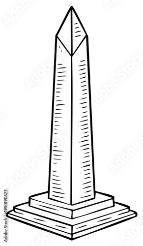 Monolithic Stone Monument Tall Obelisk Structure Historic Landmark Drawing