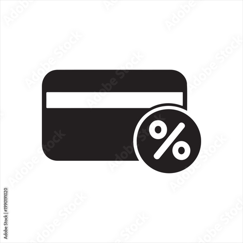 Credit Card with Percentage Symbol Icon for Banking Interest and Cashback Offers