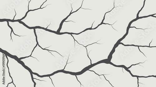 Cracked surface, black cracks on gray background texture dry earth fractured broken