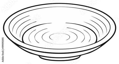 Black and white illustration of a bowl with concentric circles