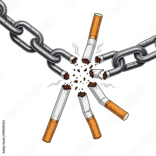 Breaking free from the chains of smoking a visual representation of quitting and overcoming addiction