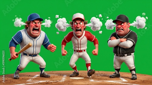 Angry Baseball Players Displaying Frustration and Intense Emotions on the Field.