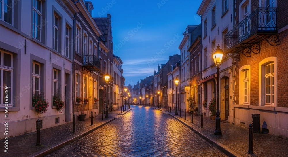 Fototapeta premium Quiet evening street in old town.