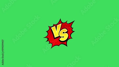 Comic book style VS versus pop art explosion on green screen