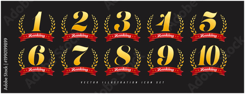  1位～10位 ランキング ロゴ アイコンセット ベクターイラスト