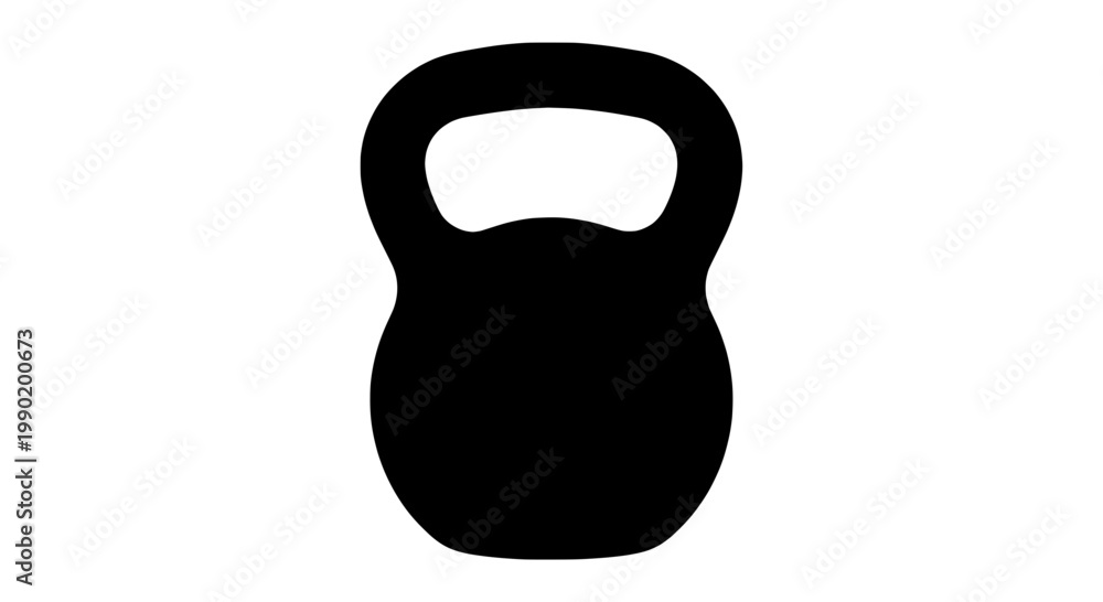 Fototapeta premium Kettlebell gym strength weight icon with smooth silhouette and simple vector style for training and fitness branding