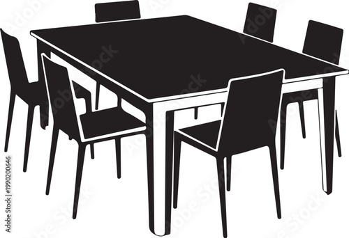 Black table and six chairs dining table furniture