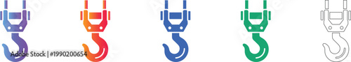 Industrial Crane Hook Vector Icon Set vol 901