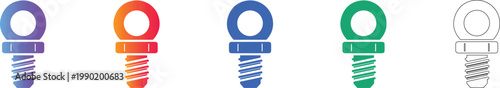 Eyebolt Fastener Vector Icon Set vol 903
