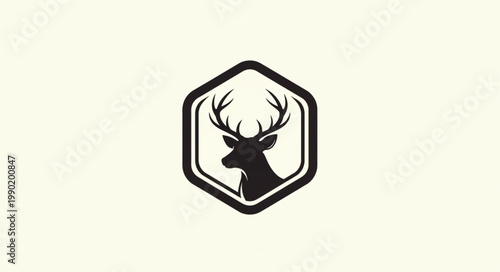 vector illustration of a deer head in the hexagon