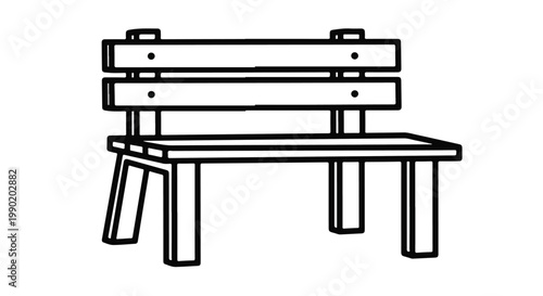 Public park bench wooden seating
