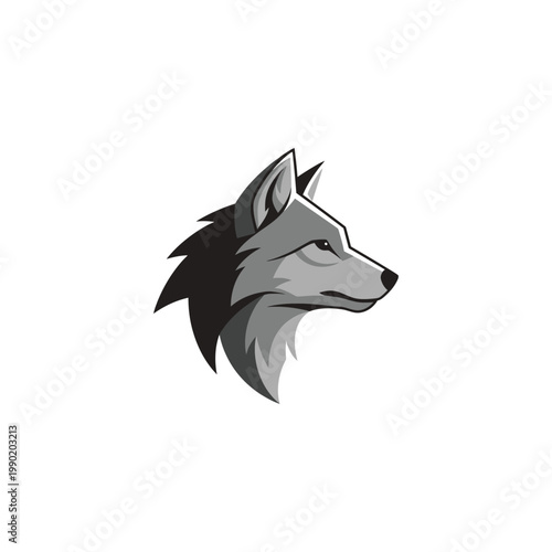 A gray wolf's head in profile