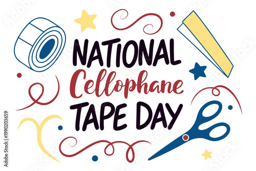 National Cellophane Tape Day Cartoon Vector Art, Adhesive Tape Concept Isolated on White