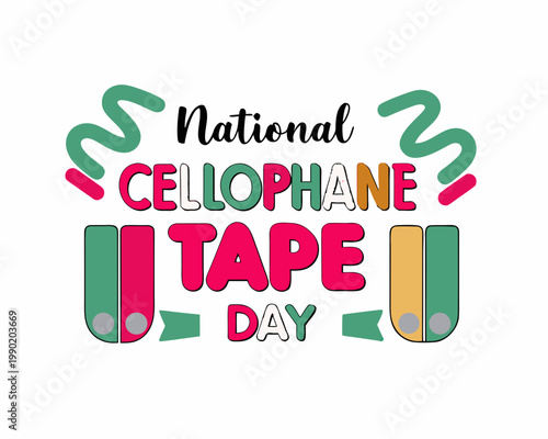 Cellophane Tape Day Vector Illustration, Office Stationery Holiday Design