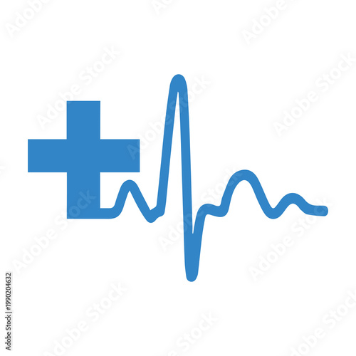 6. Medical Cross With Heartbeat Icon Pulse Line Vector.eps