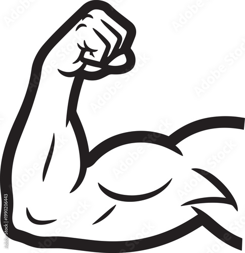 Strong muscular arm flexing bicep muscle icon vector illustration