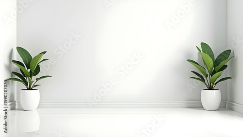 Bright Empty Room with Natural Light and Wall