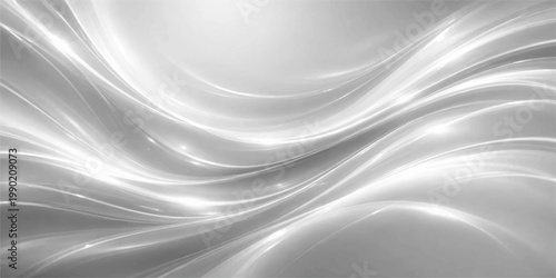 Abstract wavy black satin background with luxury silk texture and flowing blue light curves on a smooth liquid fabric material design