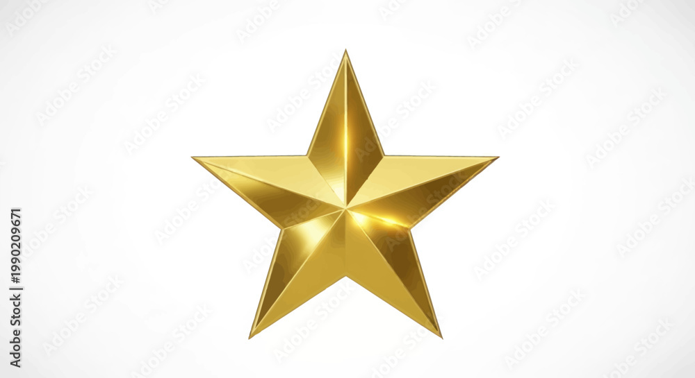 Fototapeta premium Golden Star Icon Isolated on White Background, Award Symbol, Success Concept